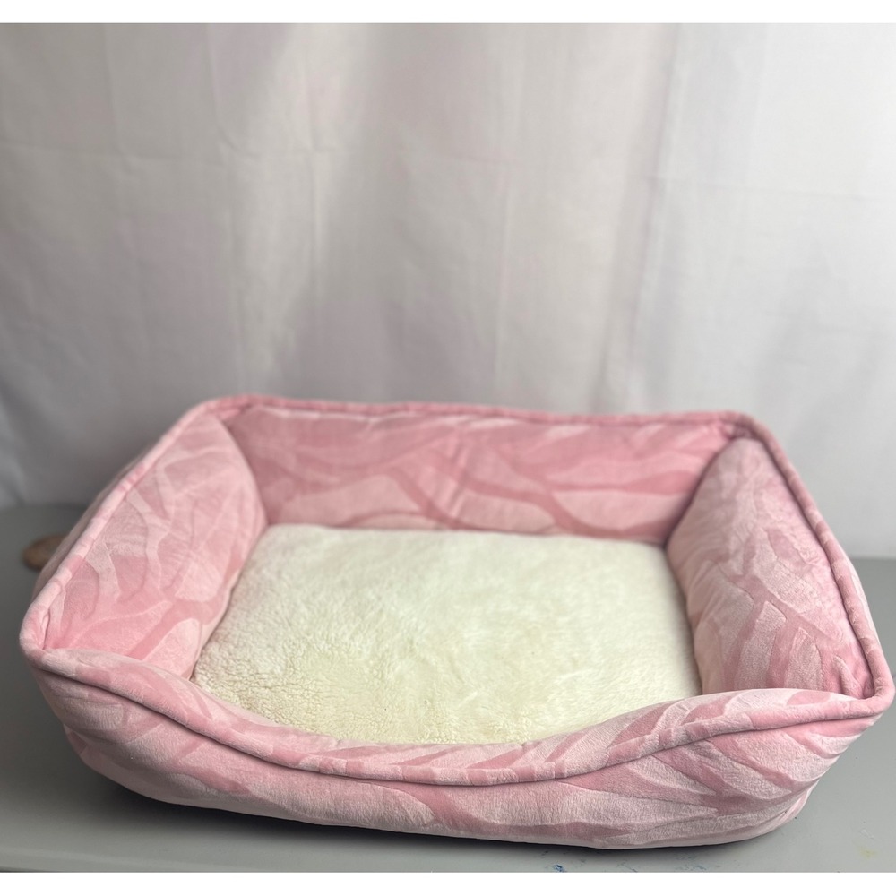 Mytex LLC Pink Embossed Wave Plush Pet Bed Small Medium Dog Cat 25x20x8